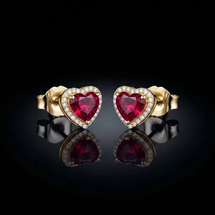 Petit Cœur Ruby Studs